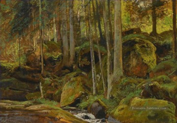 FOREST STREAM paysage classique Ivan Ivanovich Peinture à l'huile
